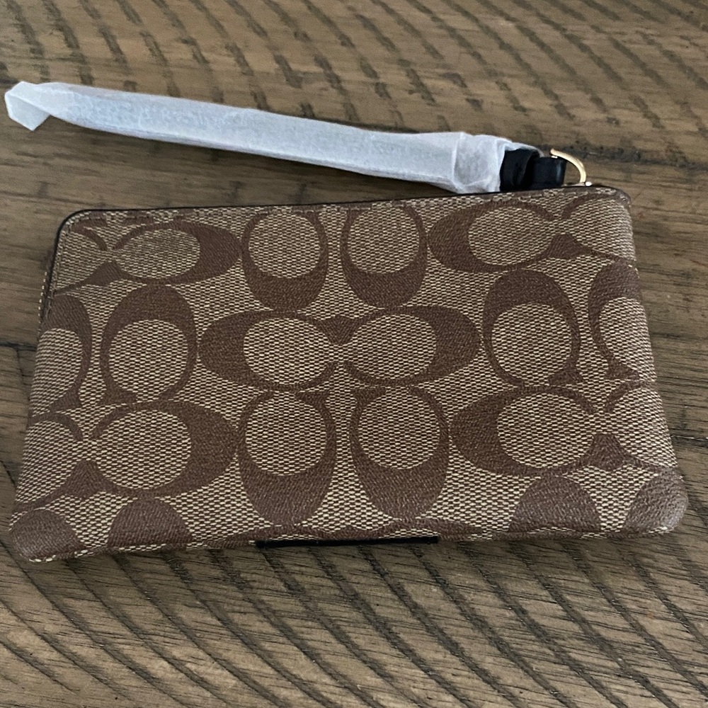 Coach Signature Brown and Black Wristlet - Picture 3 of 3